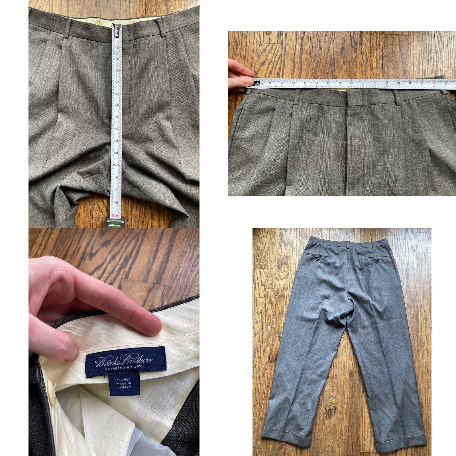 Brooks Brothers Brooks Brothers Suit Mens Size 43 Jacket 34x29 Pants Brown Plaid Wool 2 Pc Size 46R - 10 Thumbnail
