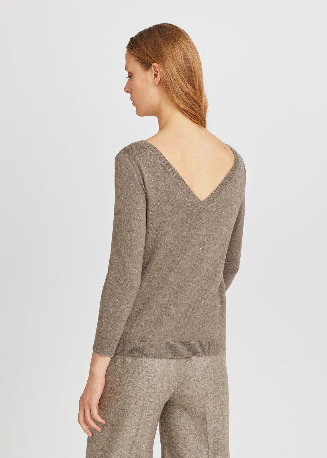 Loro Piana o1srvl11e0125 Stella Alpina V-Neck Sweater in Taupe Size XS / US 0-2 / IT 36-38 - 3 Thumbnail