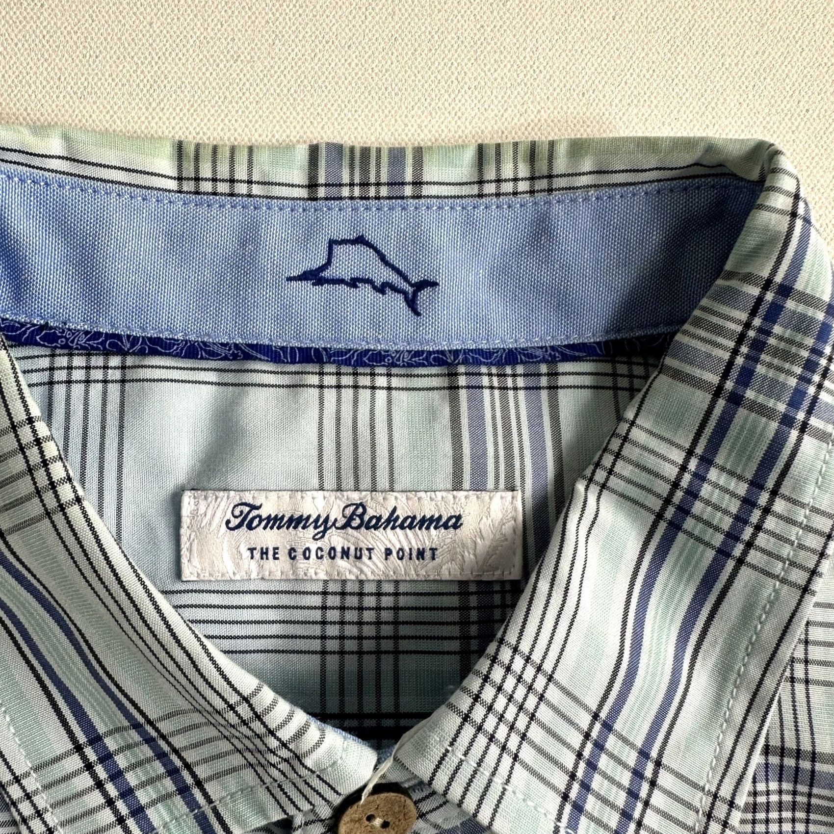 Tommy Bahama Tommy Bahama Shirt Mens The Coconut Point Plaid Short Sleeve Button-Up Blue Casual L Regular Button-Down Collared Size US 33 - 6 Thumbnail