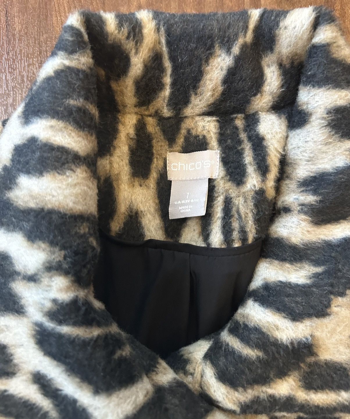 Chicos Chico’s Women’s Short FauxFur Cheetah Print Peacoat Jacket 1 Size S / US 4 / IT 40 - 5 Thumbnail