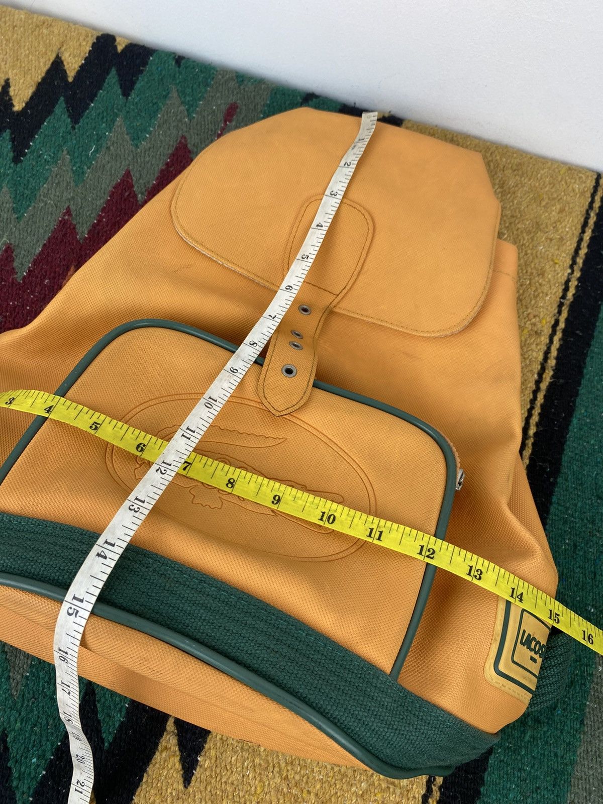 Lacoste 2000’s Lacoste Japan Green Orange Rucksack Size ONE SIZE - 18 Thumbnail