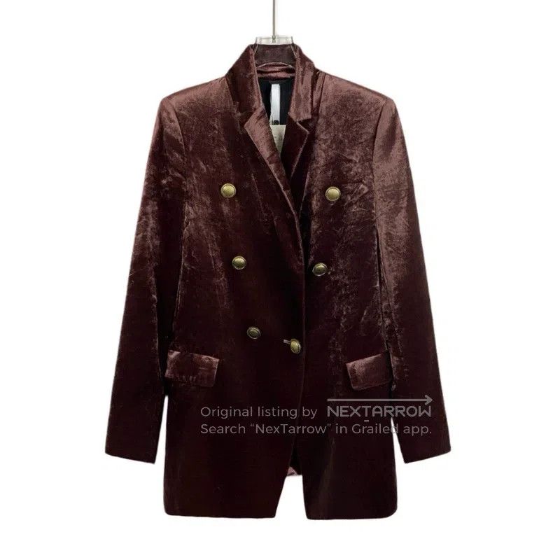 Brunello Cucinelli Brunello Cucinelli Burgundy velvet cotton lapel double-bre Size XS / US 0-2 / IT 36-38 - 1 Thumbnail