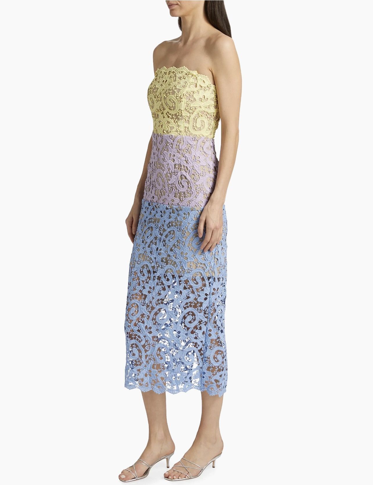 MILLY Milly Kait Colorblocked Lace Cocktail Dress size 10 Size L / US 10 / IT 46 - 2 Thumbnail