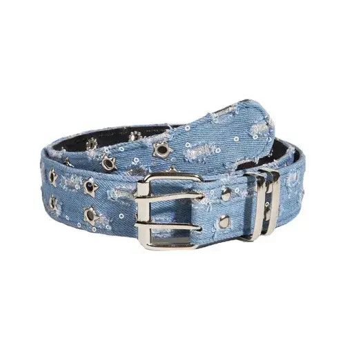Vintage Washed Denim Double Pin Buckle Belt Size ONE SIZE - 1 Thumbnail