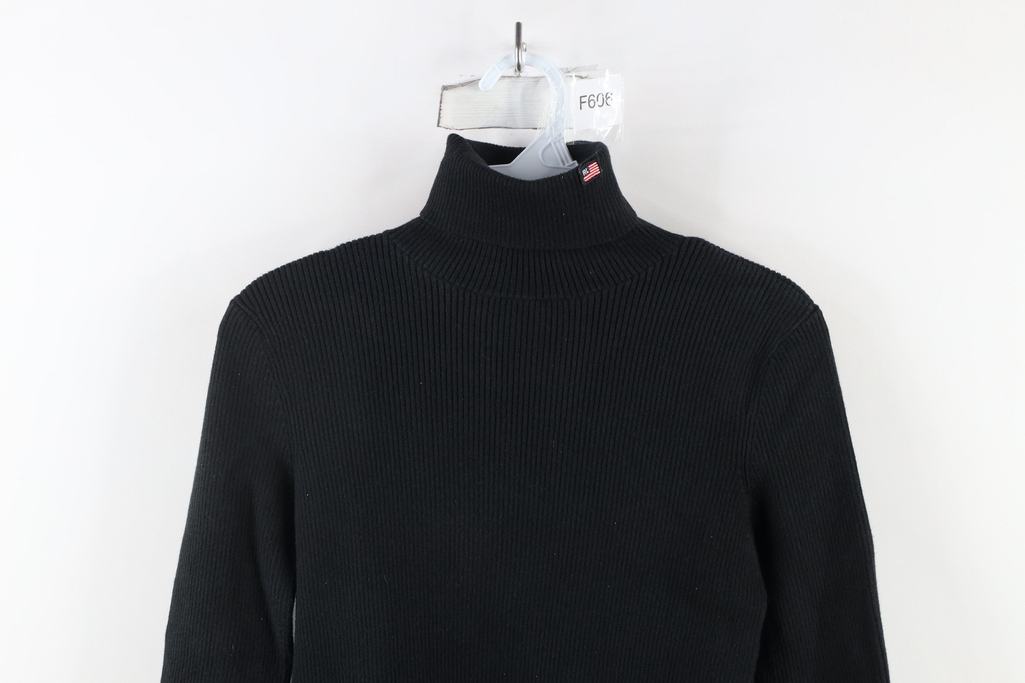 Vintage 90s Ralph Lauren Flag Ribbed Knit Turtleneck Sweater