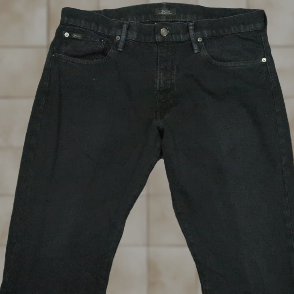 Polo Ralph Lauren Jeans Men 32x32 Slim Straight 5 Pocket Denim Black Varick Belt Loops Stretch Classic Slim Jeans