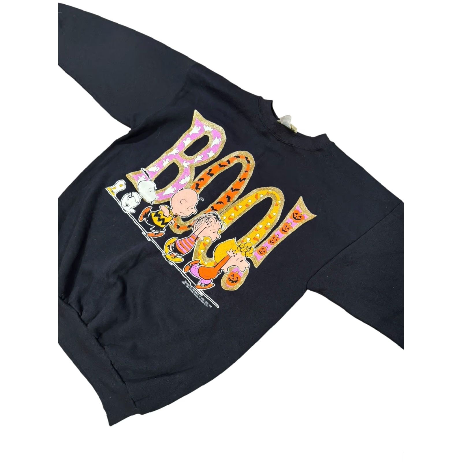 Peanuts VINTAGE Peanuts Snoopy & Woodstock Pumpkins Halloween Sweatshirt XL Black Unisex Adults 90s Graphic Print Pullover Crew Neck Long Sleeve Size US XL / EU 56 / 4 - 7 Thumbnail