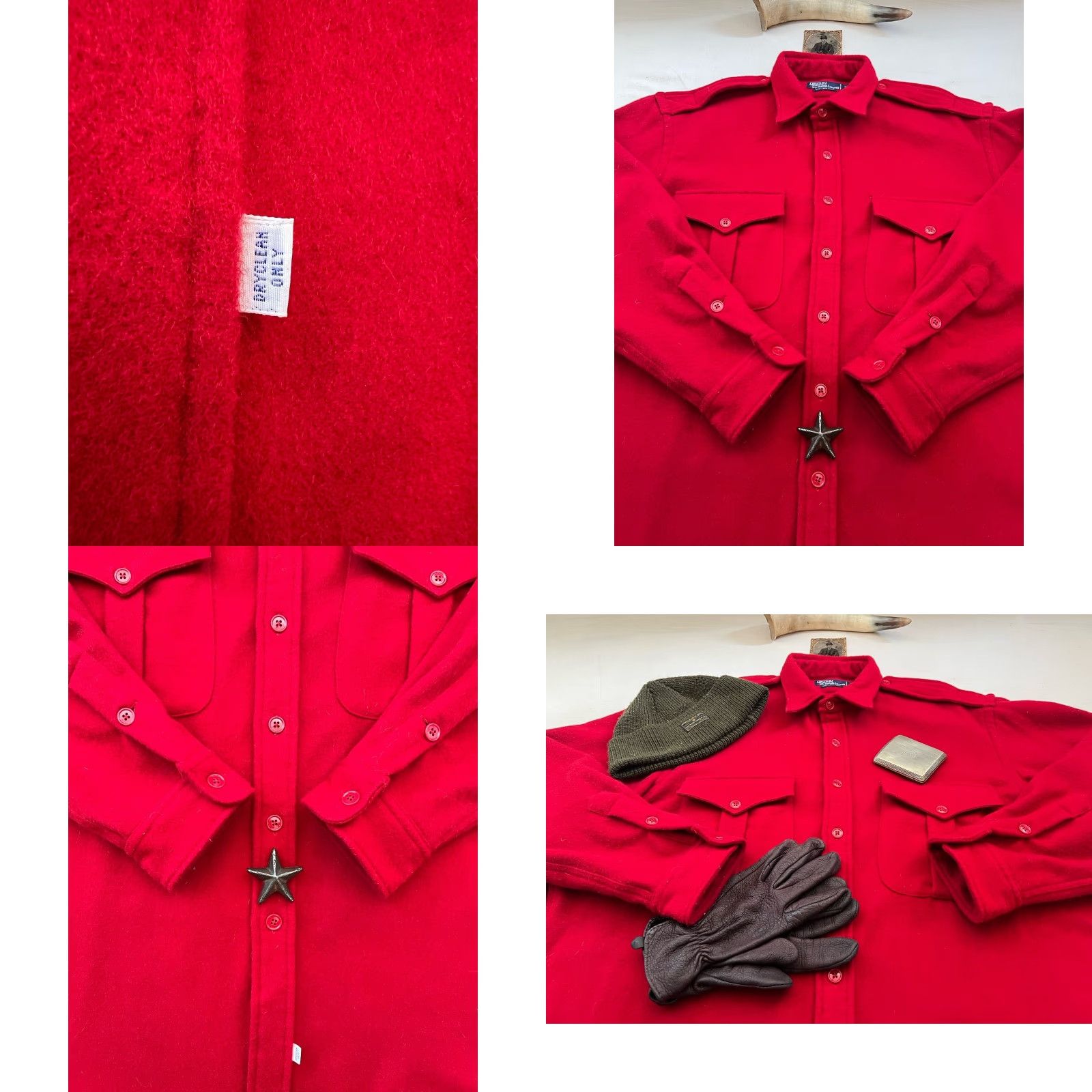 Polo Ralph Lauren VINTAGE Polo Ralph Lauren Wool CPO Shirt XL-2XL Red - Button-Up, Long Sleeve, Casual, Casual Mens Shirt XL Red Wool Twill Damaged? Size US XL / EU 56 / 4 - 9 Thumbnail