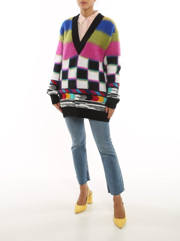 Dolce & Gabbana o1y0925 V-Neck Checked Sweater in Multicolor Size XL / US 12-14 / IT 48-50 - 5 Thumbnail