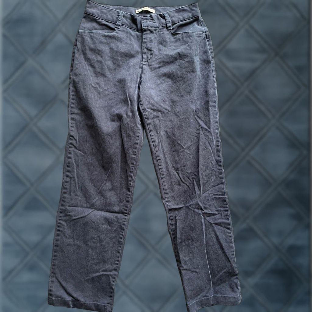 Lee LEE Chino Pants Women Regular Small/Size 4 Short Blue Straight Leg Cotton Blend Belt Loops Pockets Vintage No Size 27" / US 4 / IT 40 - 1 Thumbnail