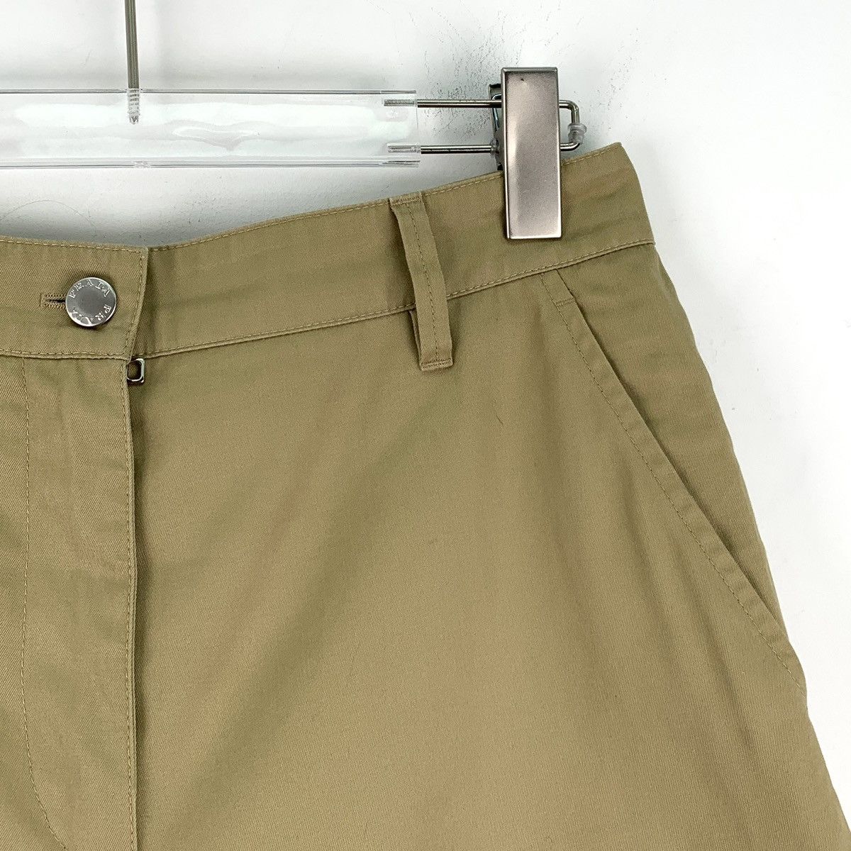Prada Prada Brown Triangle Logo Cotton Casual Shorts K26WX Size 26" / US 2 / IT 38 - 3 Thumbnail