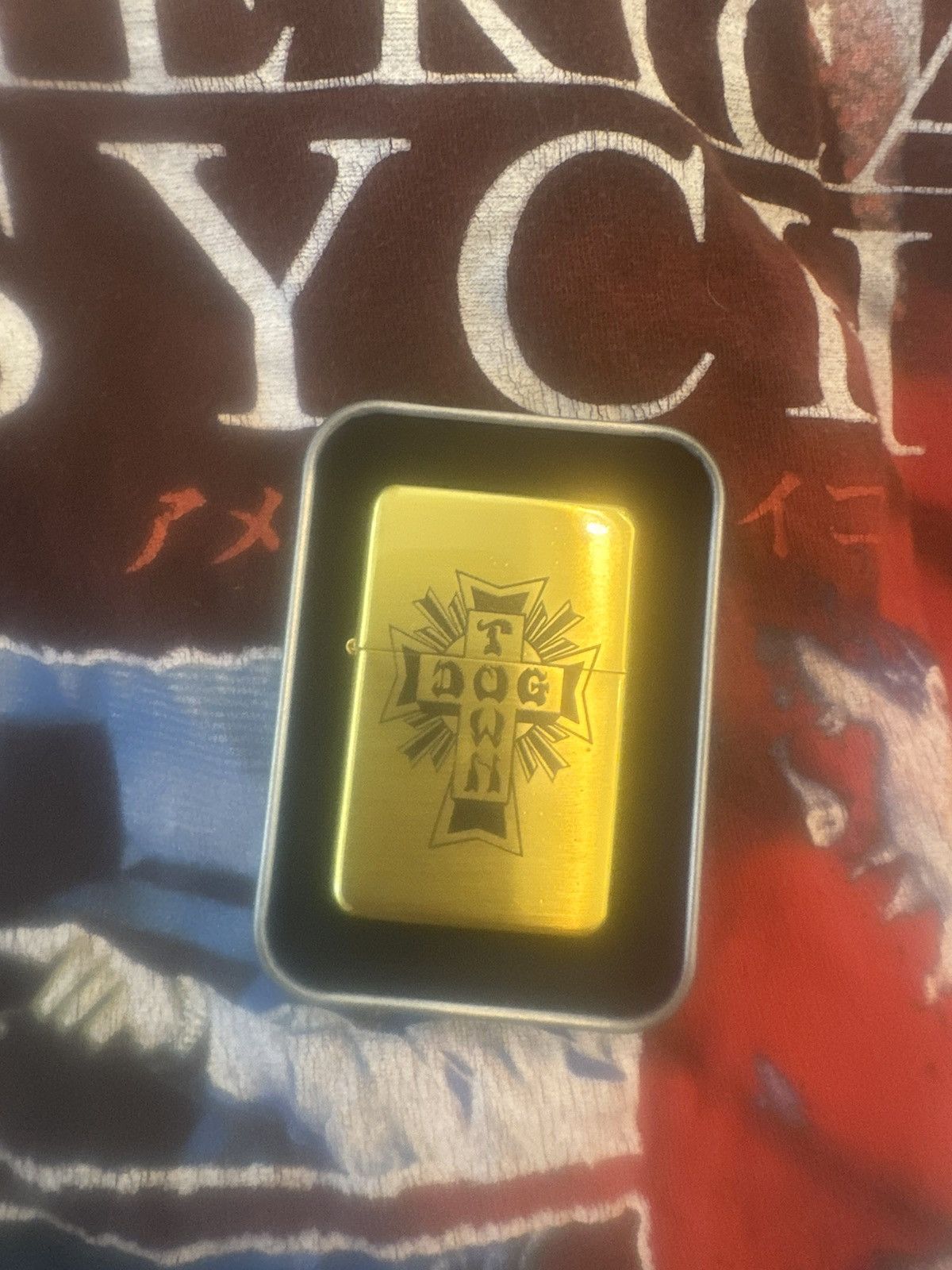 Zippo Dogtown Graffiti Tag Cross Zippo in Gold New Size ONE SIZE - 1 Preview