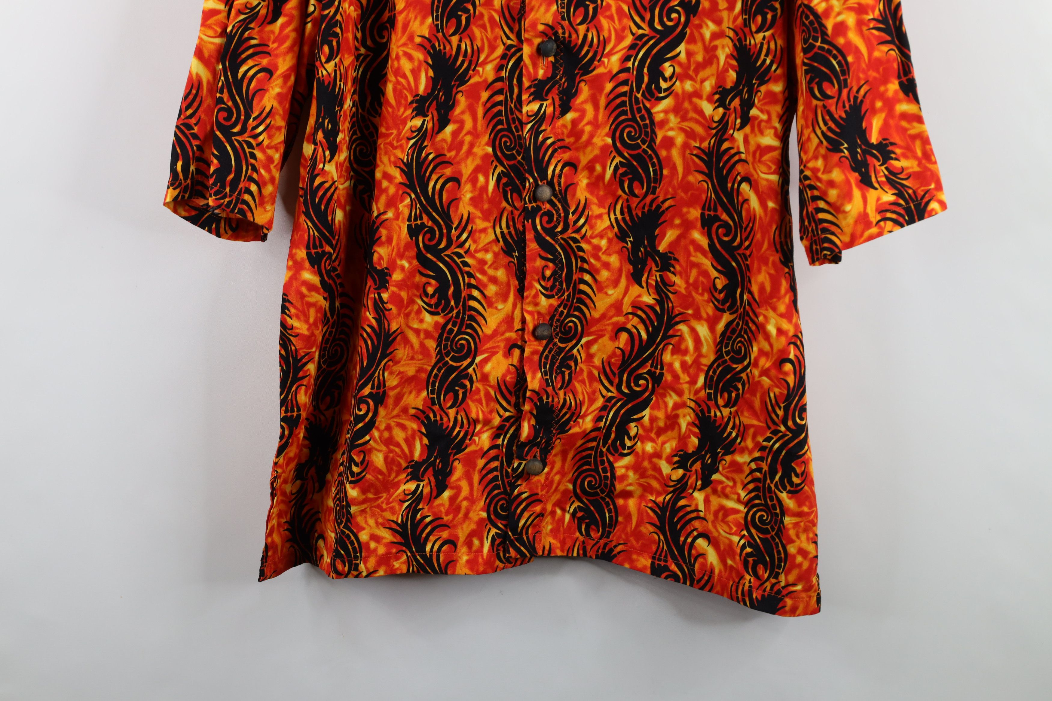Vintage Vintage 90s Streetwear Dragon Fire Flames Button Shirt Size US XL / EU 56 / 4 - 3 Thumbnail