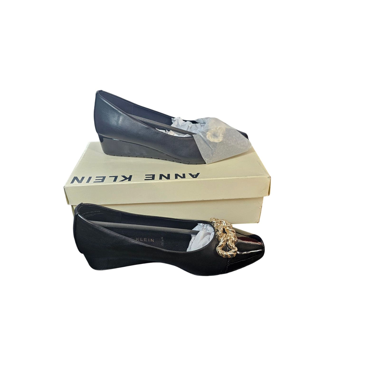 Anne Klein Anne Klein iFlex Black Slip-on Flats w Decorative Chain Sz 8 Size US 8 / IT 38 - 2 Thumbnail