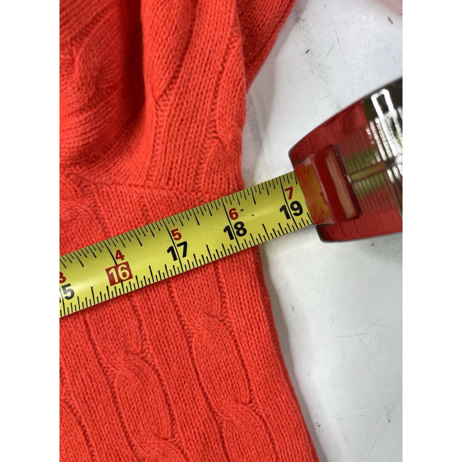 Polo Ralph Lauren VINTAGE Polo Ralph Lauren Orange Cashmere Cable-knit Crewneck Pullover Sweater L Women Size L / US 10 / IT 46 - 7 Thumbnail