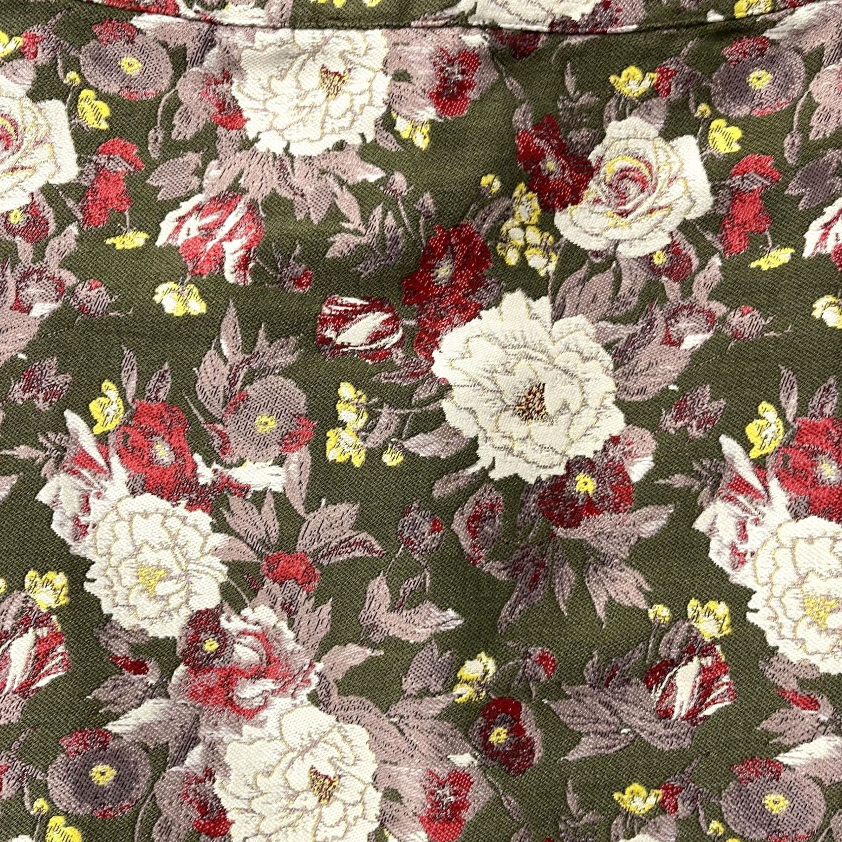 Forever 21 FOREVER 21 Skirt Womens XS Green Floral Jacquard Lined Mini Party Size 26" / US 2 / IT 38 - 2 Thumbnail