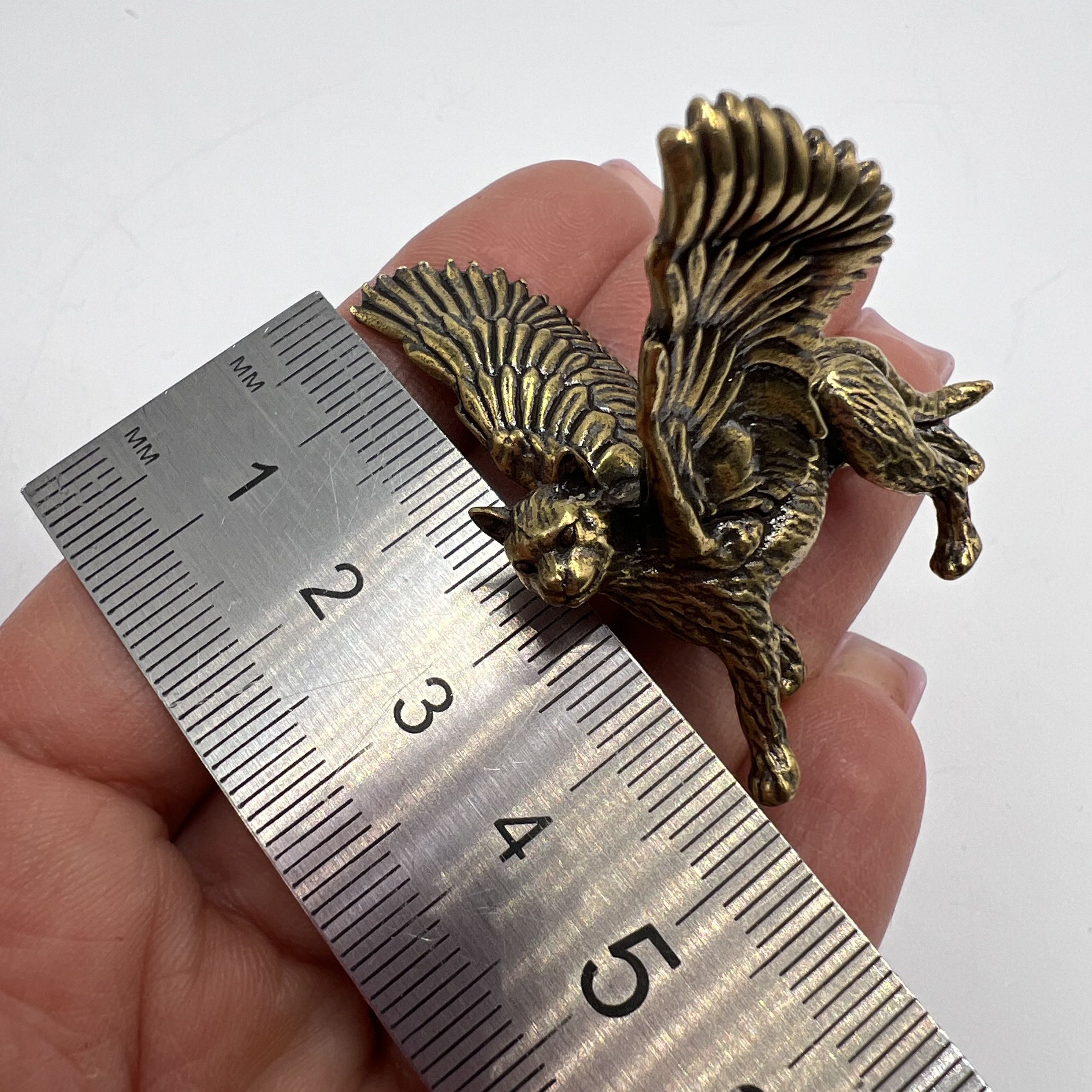 Vintage Vintage Mini Figure Cat with Wings Brass Bronze Decor Size ONE SIZE - 8 Thumbnail