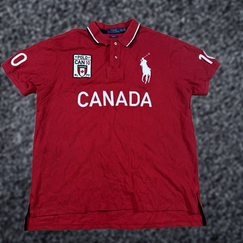 Ralph Lauren Polo Ralph Lauren Shirt Mens XXL Red White Big Pony Canada Crest Polo #10 Polo Shirt Size US XXL / EU 58 / 5 - 1 Thumbnail