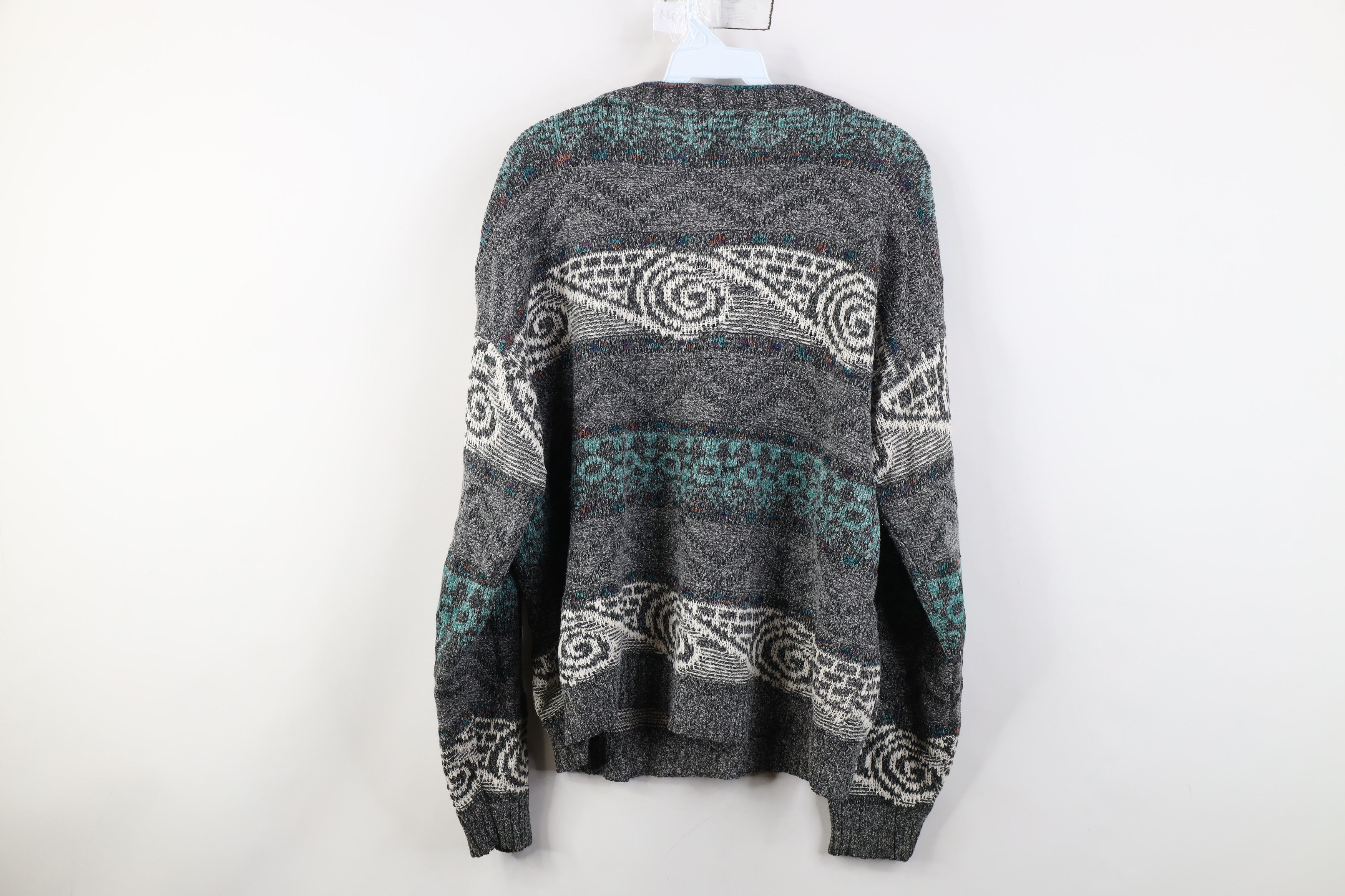 Vintage Vintage 90s Streetwear Geometric Swirl Knit Crewneck Sweater Size L / US 10 / IT 46 - 8 Thumbnail