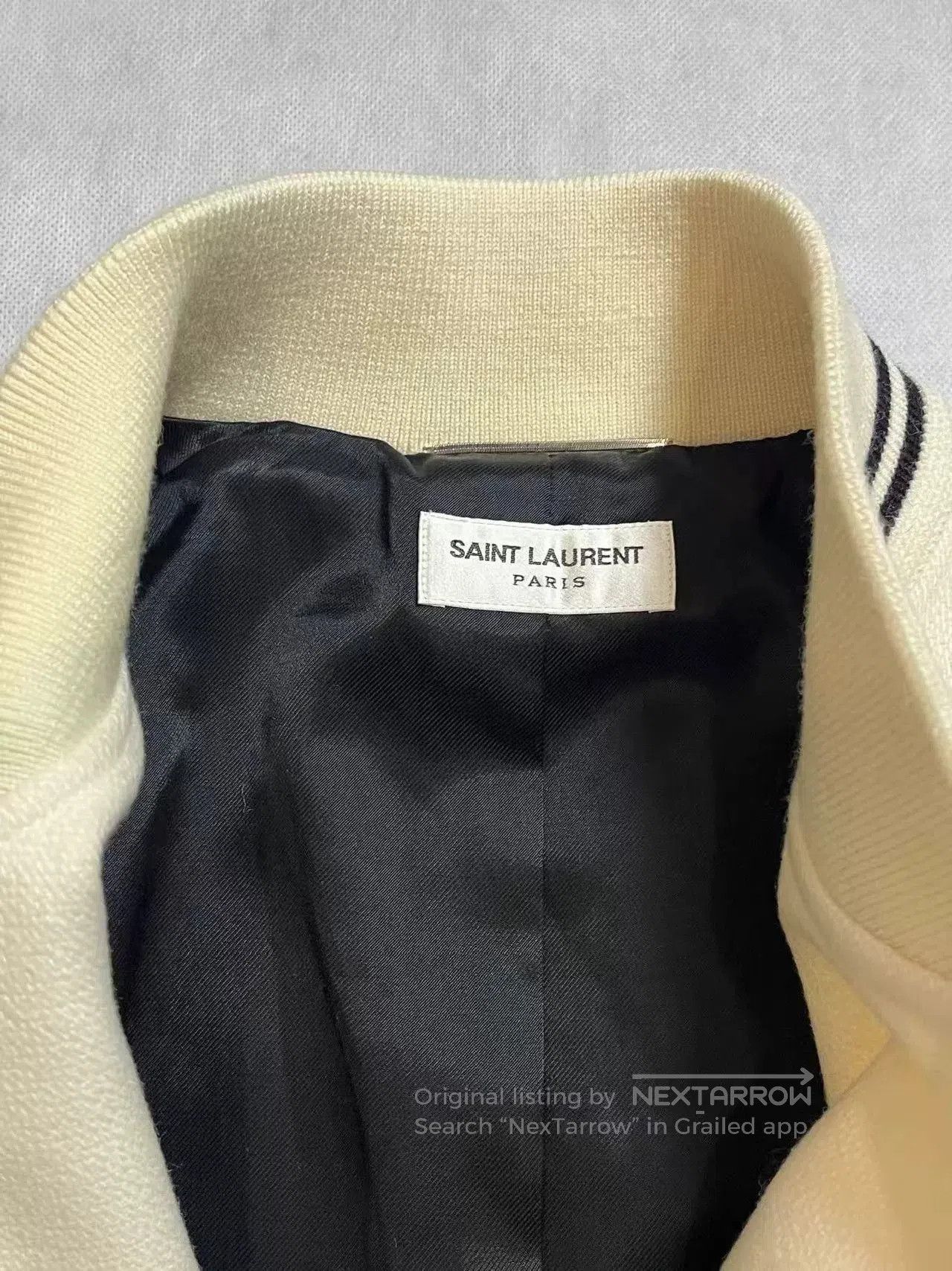 Saint Laurent Paris Saint Laurent White Wool Baseball Jacket. Size US L / EU 52-54 / 3 - 5 Thumbnail
