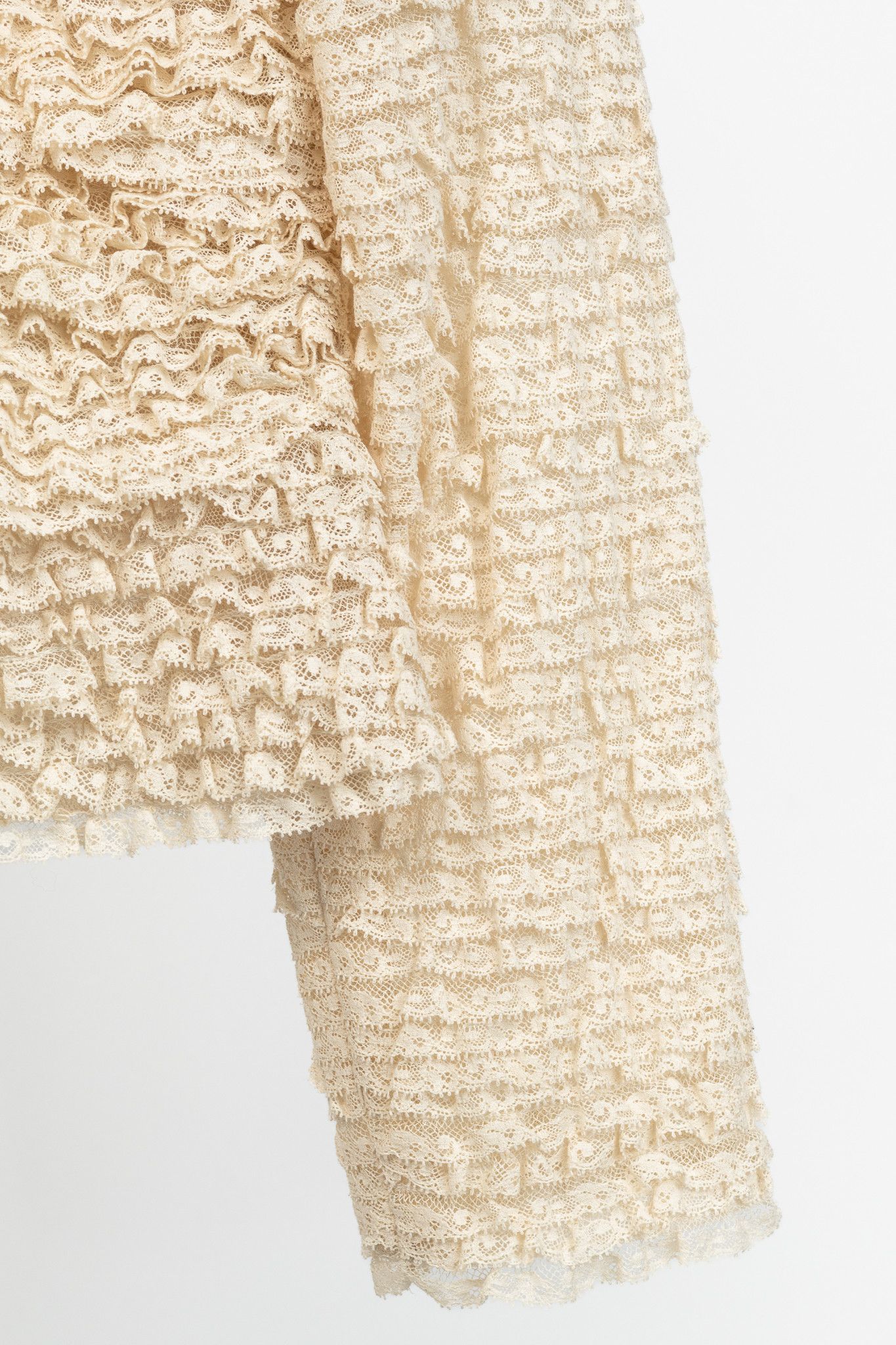 Valentino Valentino Cream Lace-Ruffle Zip Jacket Size M / US 6-8 / IT 42-44 - 6 Thumbnail