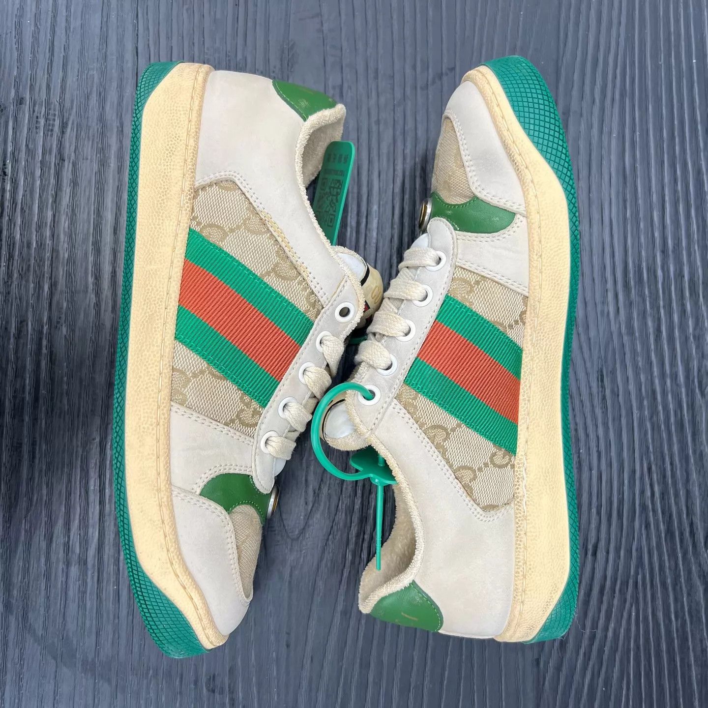 Gucci Gucci Screener Sneaker Women's Gray Green Size US 5.5 / IT 35.5 - 2 Thumbnail