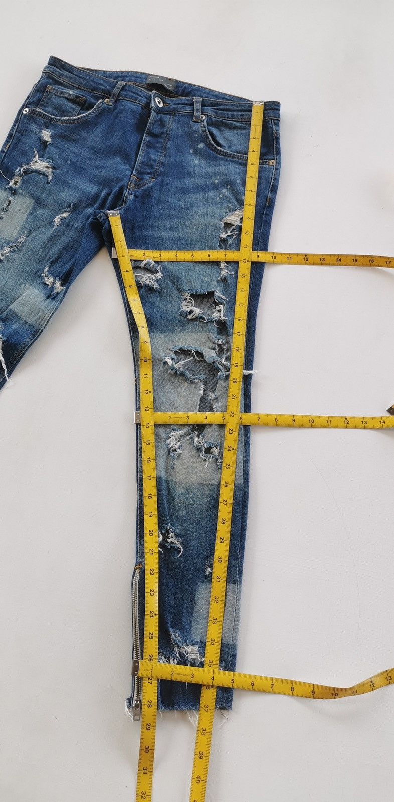 Seditionaries Thrashed Punk Zipper Text Distressed Zara Jeans Size US 32 / EU 48 - 13 Thumbnail