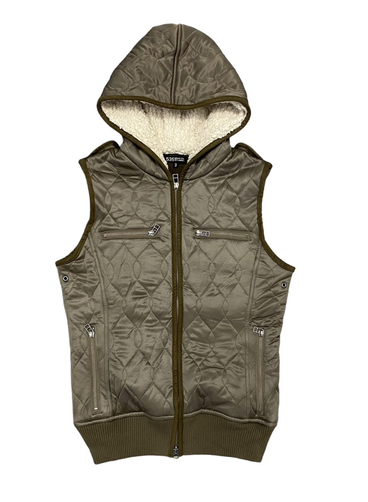 5351 POUR LES HOMMES 2000s Diamond stitch sherpa padded sleeveless hoodie Size US M / EU 48-50 / 2 - 1 Thumbnail