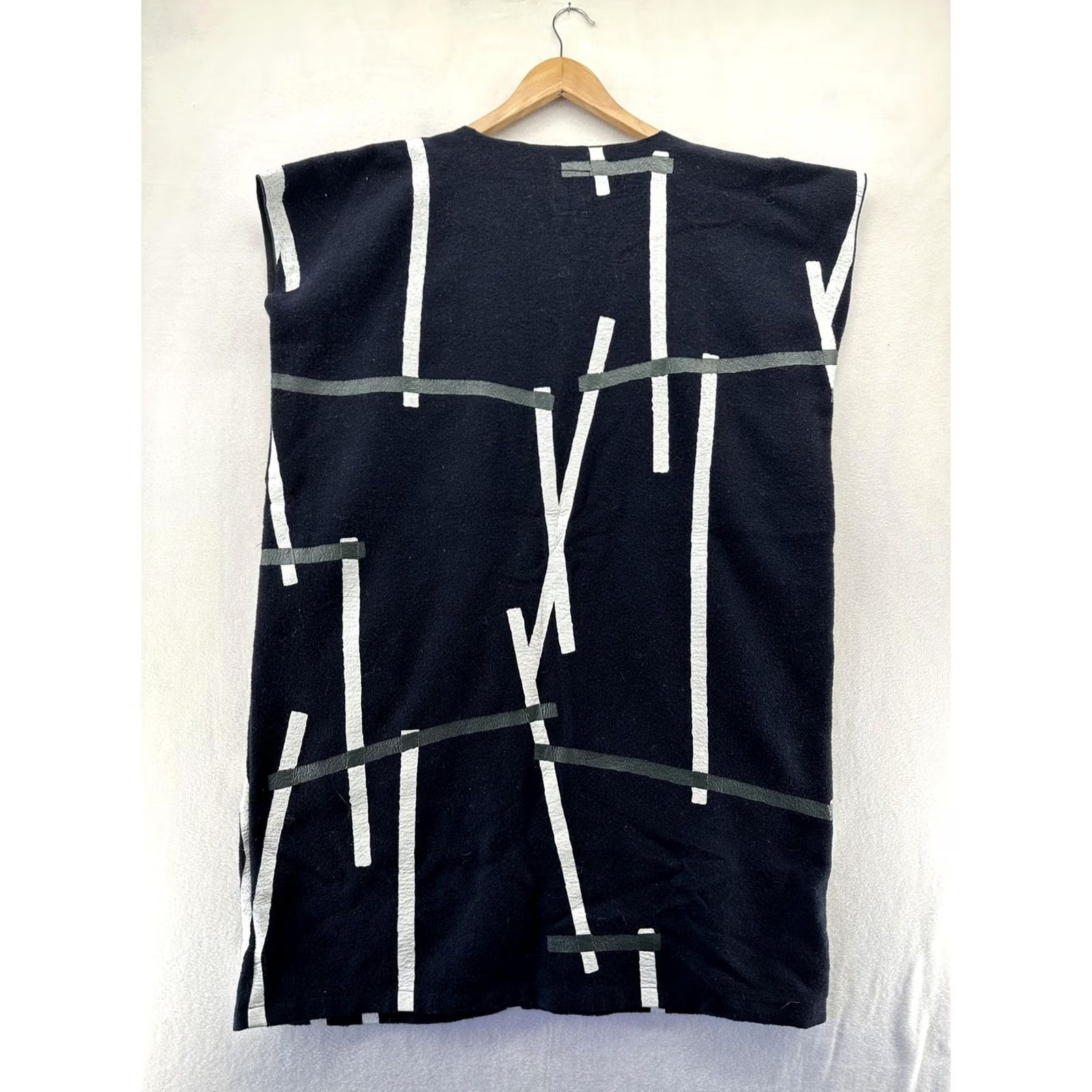 Vintage VINTAGE SOU SOU Dress Womens One Size Black Geometric Knit Shift Pockets Japan Kyoto Size ONE SIZE - 7 Thumbnail