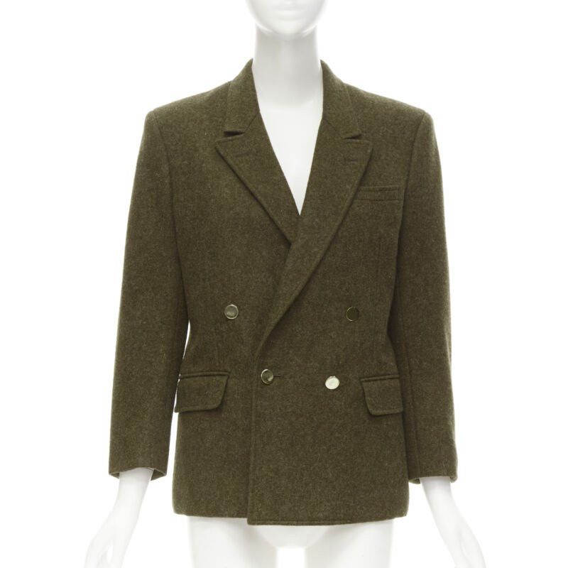 Comme des Garcons COMME DES GARCONS Vintage moss brown wool felt gold double breasted blazer M Size M / US 6-8 / IT 42-44 - 1 Thumbnail