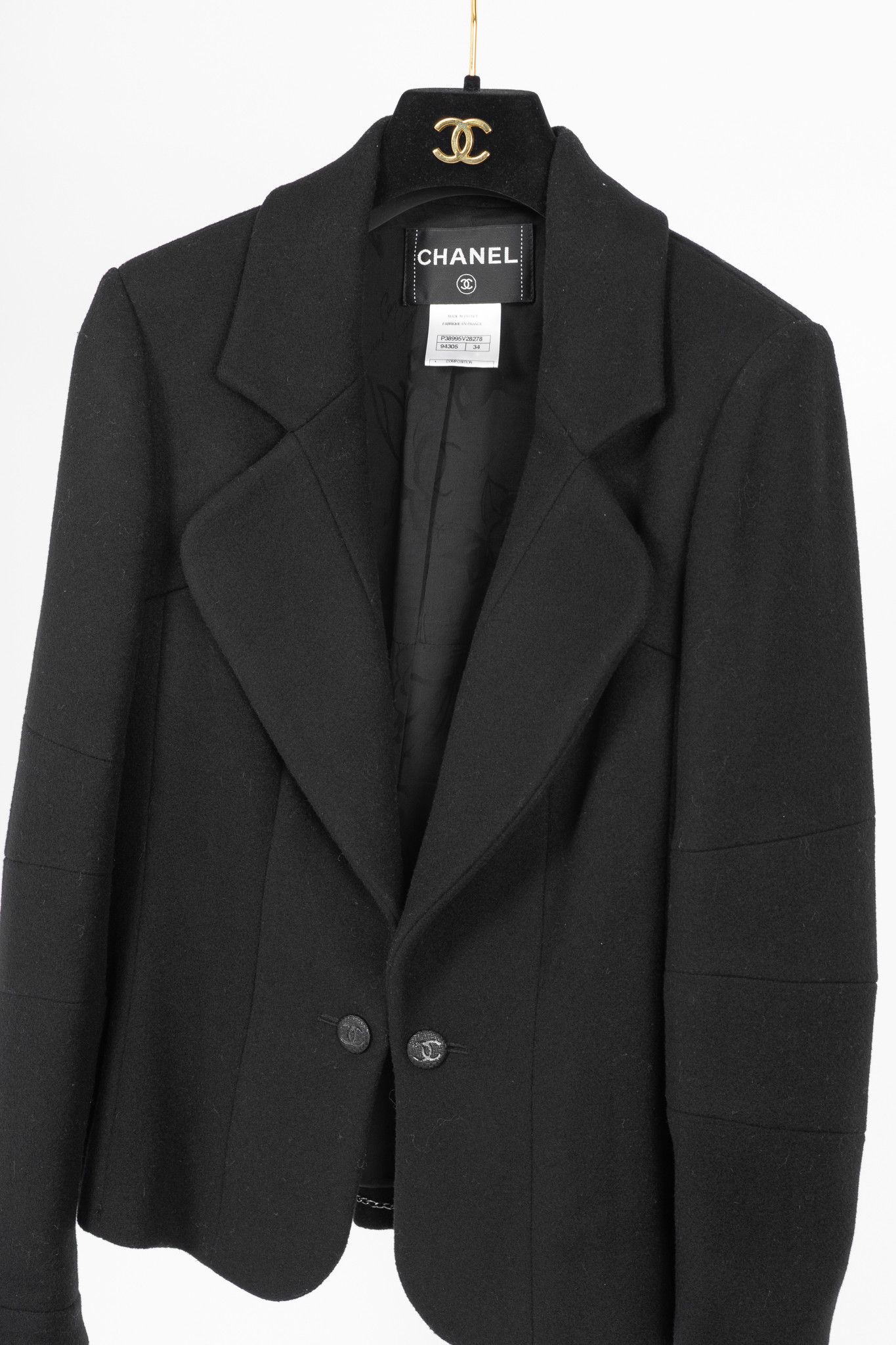 Chanel Chanel Black Wool-Blend Panelled Buttoned-Chain Blazer Size XS / US 0-2 / IT 36-38 - 3 Thumbnail