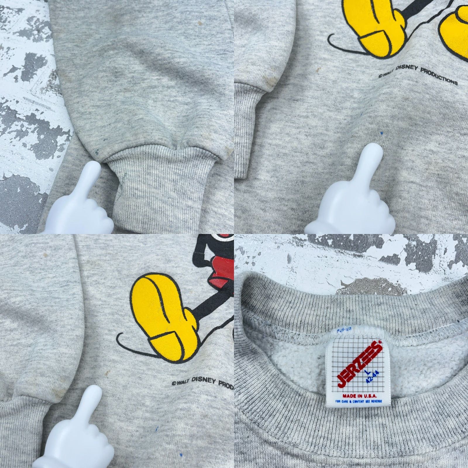 Jerzees VINTAGE Disney Sweatshirt Men Large Gray Crew Neck Sweater USA 80s 90s Mickey Size US XL / EU 56 / 4 - 8 Thumbnail