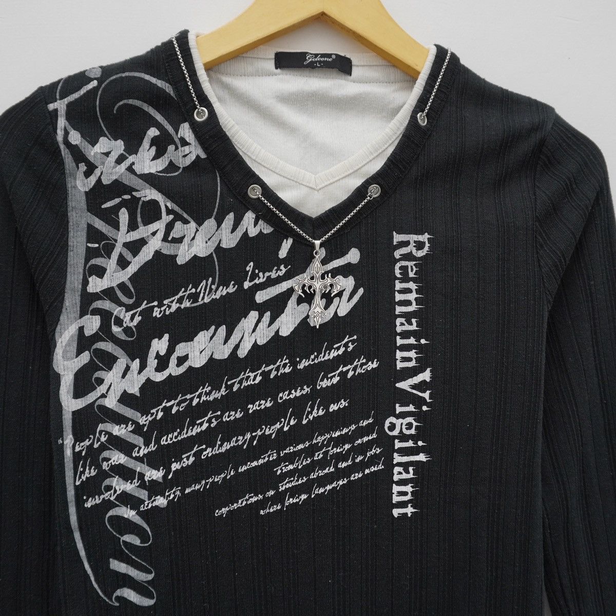 20471120 90s Sick Punk Gothic Double Layer Textured Longsleeve Size US L / EU 52-54 / 3 - 2 Thumbnail