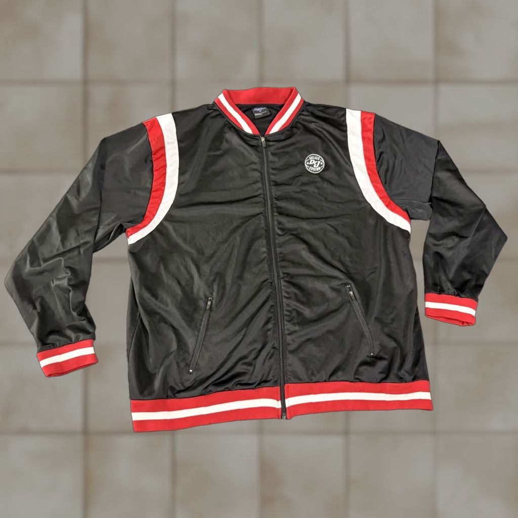 DrJ Julius Erving Jacket Mens 4XL Black Red Track Full Zip Basketball Athletic Shirt