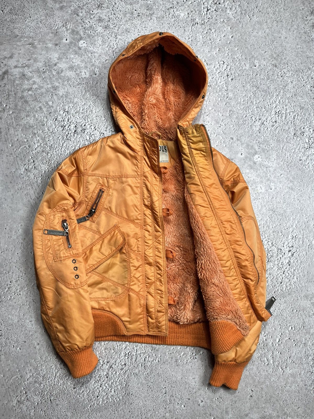 Other Women’s Cropped Bomber Jacket Faux Fur Lined Orange Size M Size M / US 6-8 / IT 42-44 - 6 Thumbnail