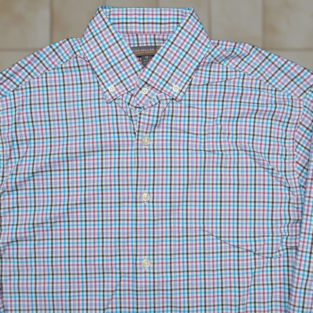 Peter Millar Peter Millar Shirt Men Medium White Check Button-Up Long Sleeve Breathable Lightweight Summer Comfort 42 in Chest Regular Fit Vintage No Size US M / EU 48-50 / 2 - 1 Thumbnail