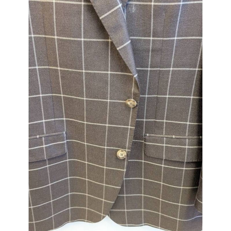 Samuelsohn Samuelsohn Earl Silk Camel Hair Windowpane Blazer 44L Size 44L - 3 Thumbnail