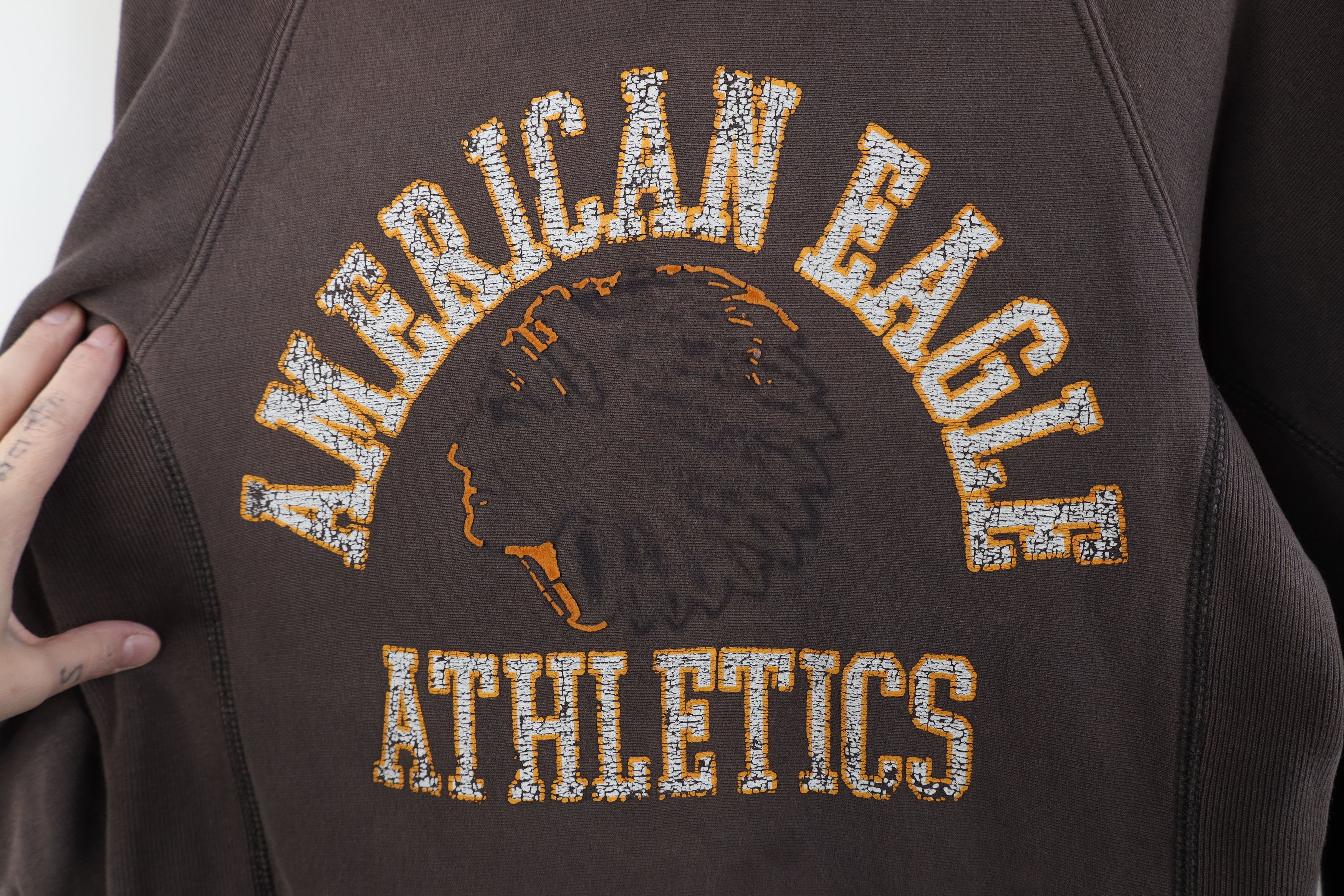 American Eagle Outfitters Vintage 90s Y2K American Eagle Head Hoodie Sweatshirt Brown Size US XS / EU 42 / 0 - 11 Thumbnail
