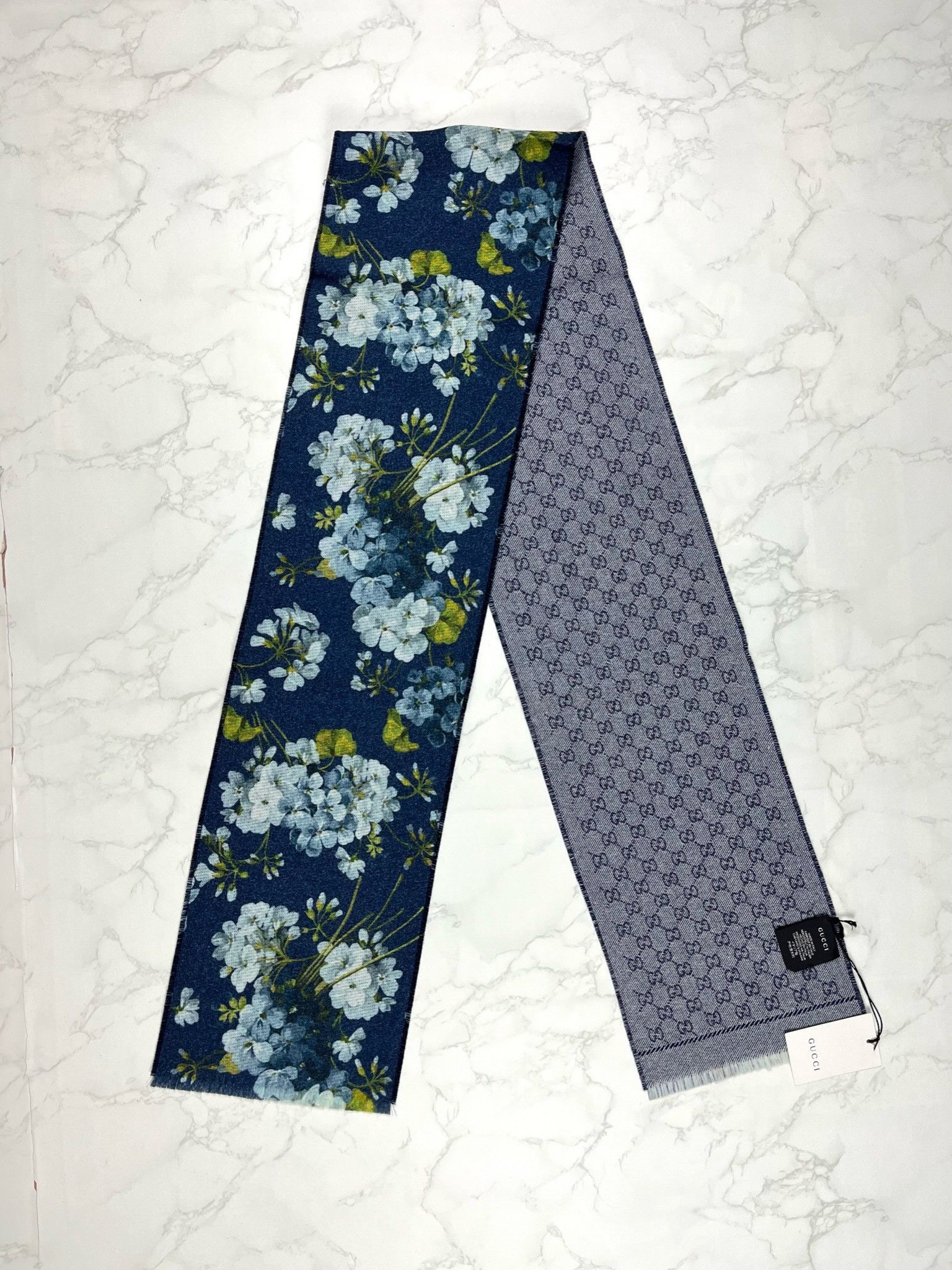 Gucci 🔥[SALE]🔥 Gucci Blooms Blue Wool Scarf Size ONE SIZE - 1 Thumbnail