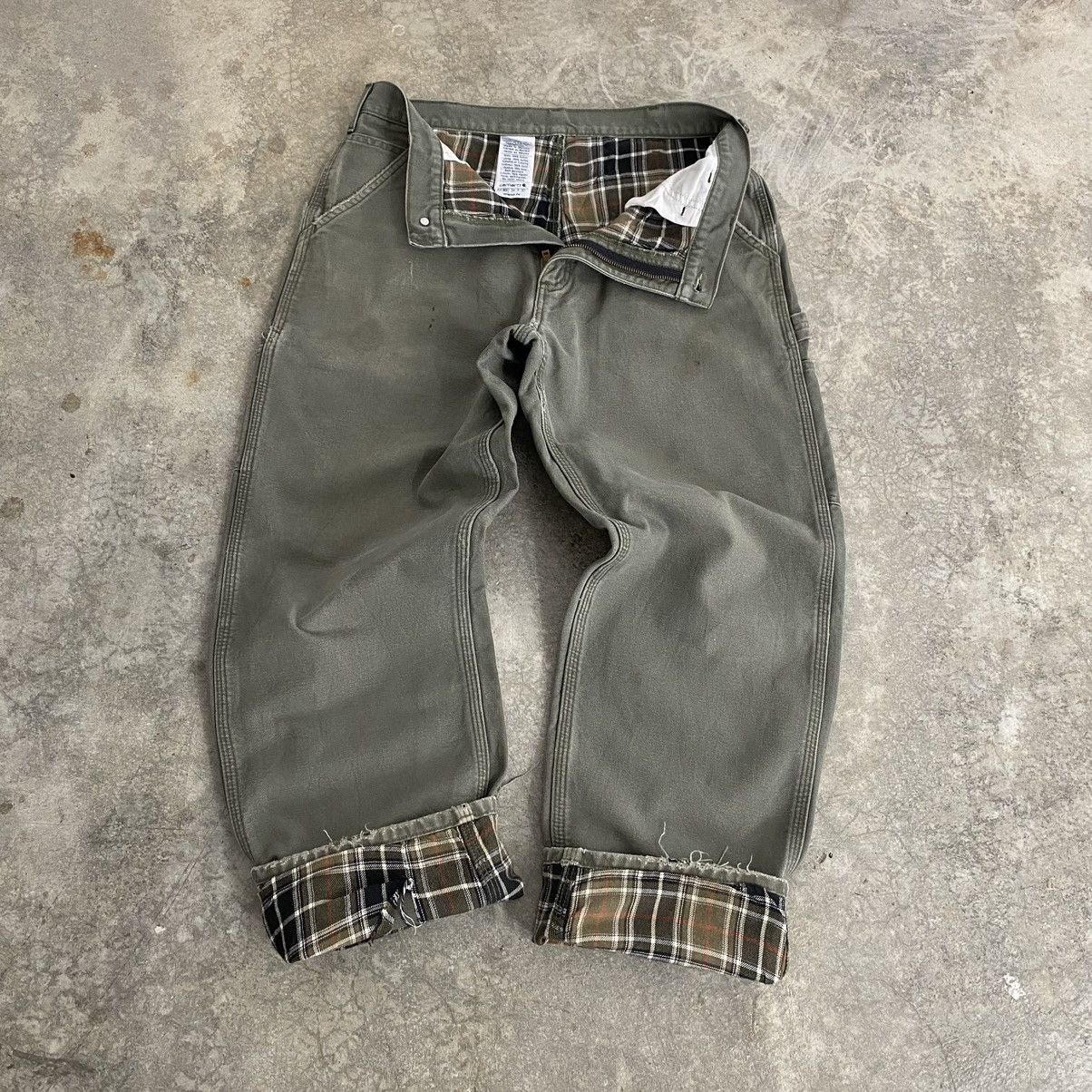 Carhartt VTG Carhartt Blanket Lined Moss Green Carpenter Pants Size US 33 - 2 Thumbnail