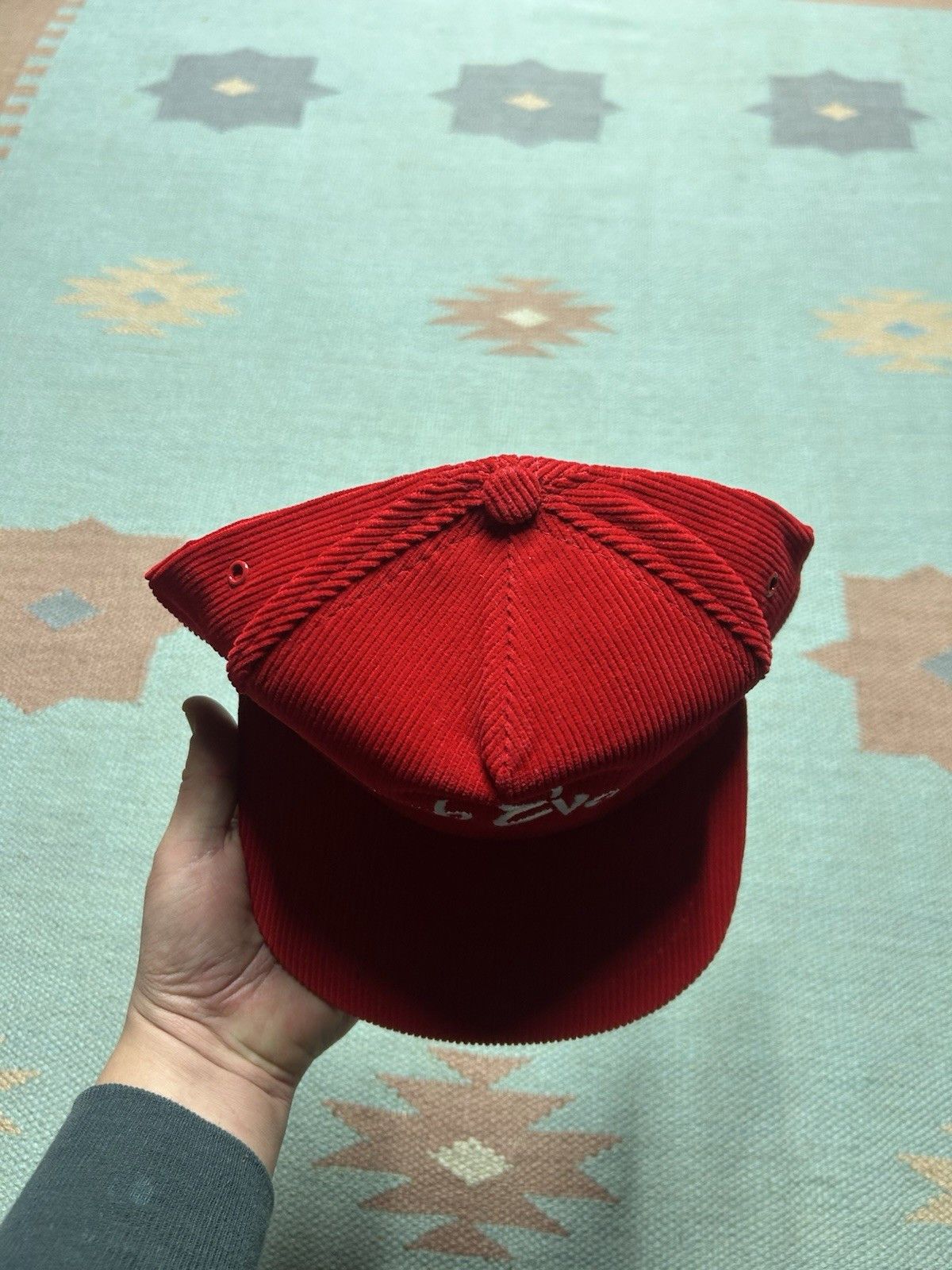 Vintage Vintage SnapBack hat corduroy bob Evans restaurant food red Size ONE SIZE - 3 Thumbnail