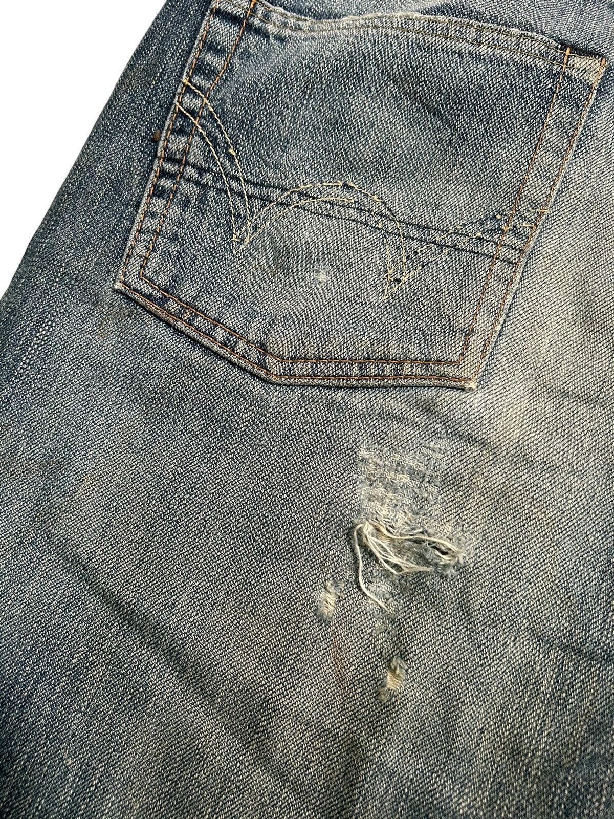 Japanese Brand × Kapital × Vintage Thrashed Vtg Edwin Selvedge disteressed denim Size US 34 / EU 50 - 10 Thumbnail