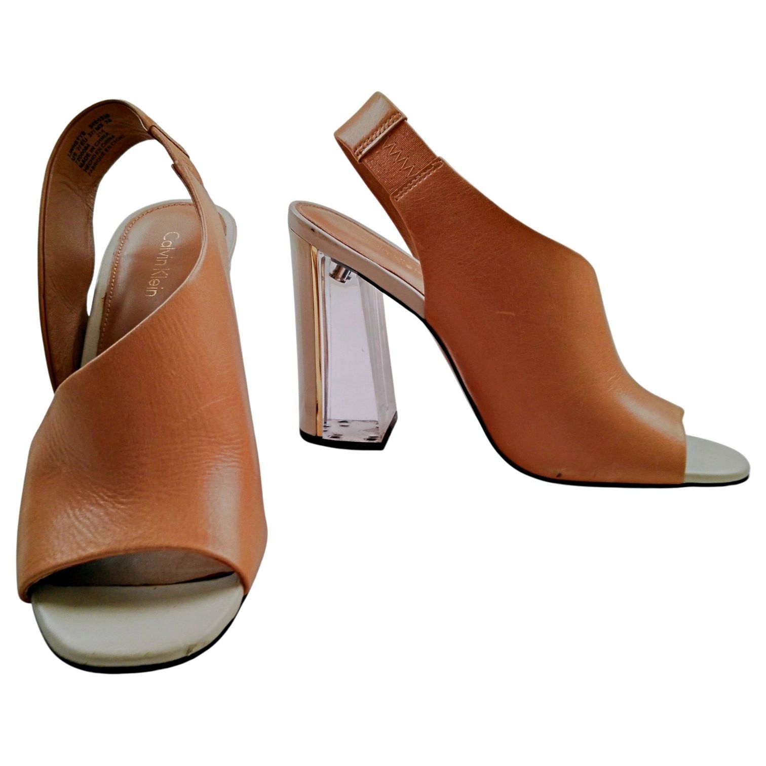 Calvin Klein Calvin Klein Linnette Luxor Lucite Heel Wedge Sandal Shoe Size US 7 / IT 37 - 2 Thumbnail