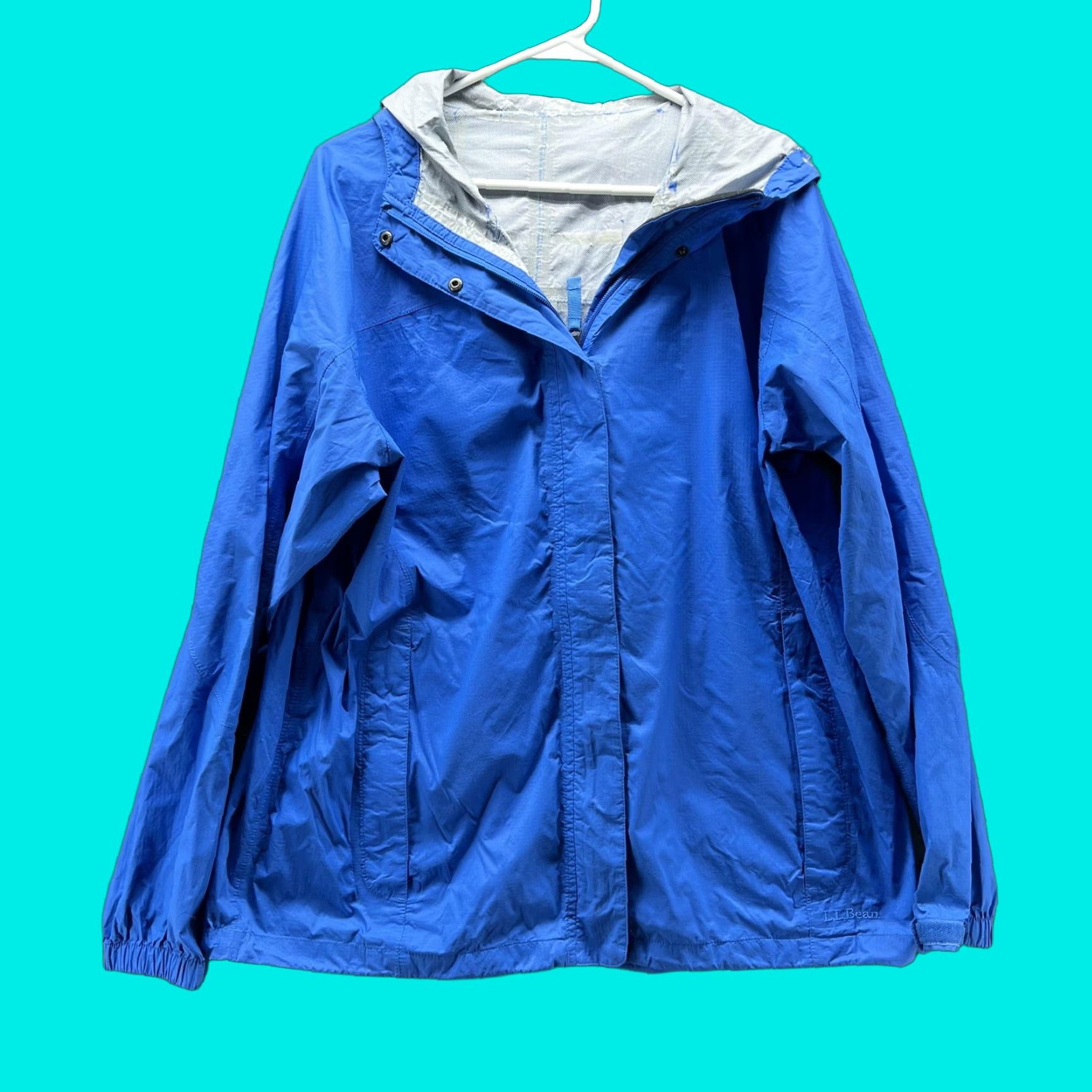 Vintage LL Bean Jacket Mens Large Blue Hooded Nylon Rain Windbreaker Packable Coat Size US L / EU 52-54 / 3 - 1 Thumbnail
