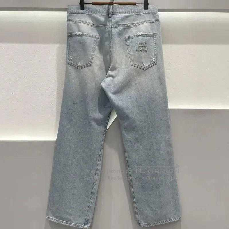Miu Miu Miu Miu Blue Logo Denim Pants for Women . Size 28" / US 6 / IT 42 - 1 Thumbnail