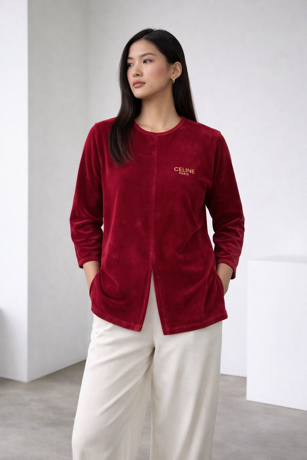 Celine Celine Paris Velvet Velour Lounge Top Size M / US 6-8 / IT 42-44 - 1 Thumbnail