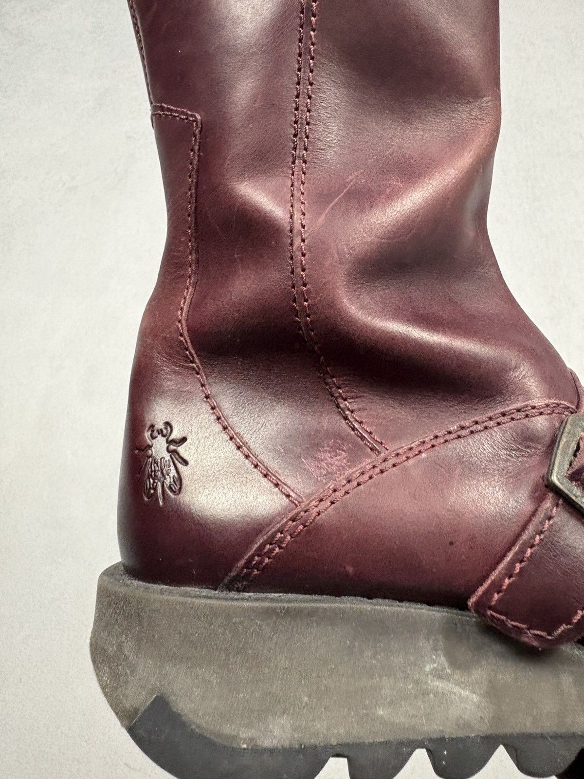 Fly London Fly London Mes II Leather Buckle Boots Burgundy Mid Calf 37 Size US 7 / IT 37 - 7 Thumbnail