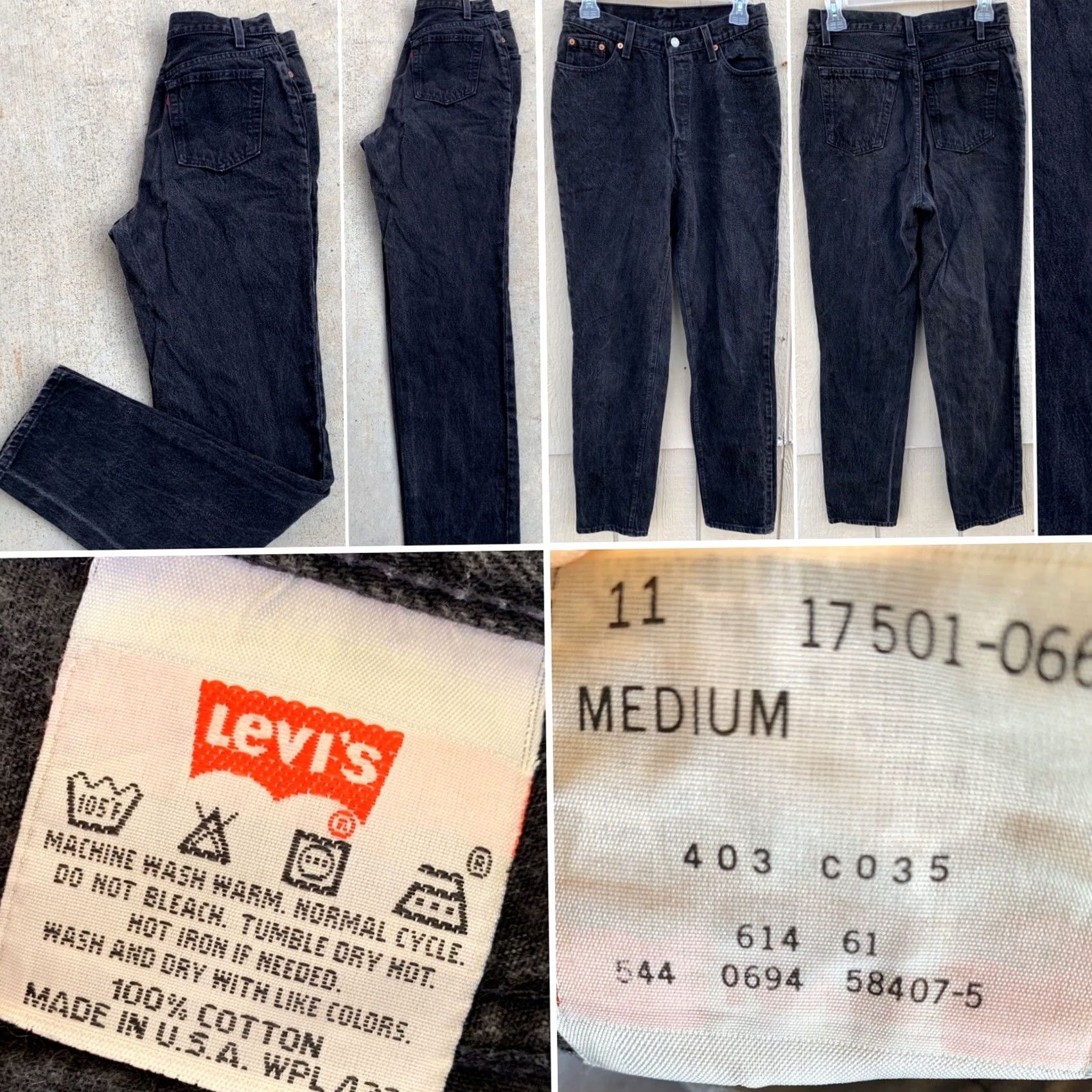 Levi's VINTAGE Levi's Button Fly 501 Jeans High Waist Tapered Leg 11 29” Waist USA Made Denim Black Men’s/Juniors 1990s Casual Leather See Pics Size 32" / US 10 / IT 46 - 3 Thumbnail