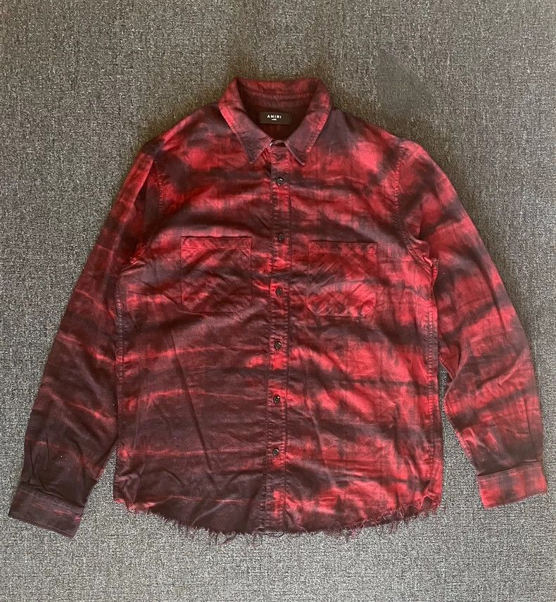 Amiri Red Tie-Dye Button-Up Shirt-yf