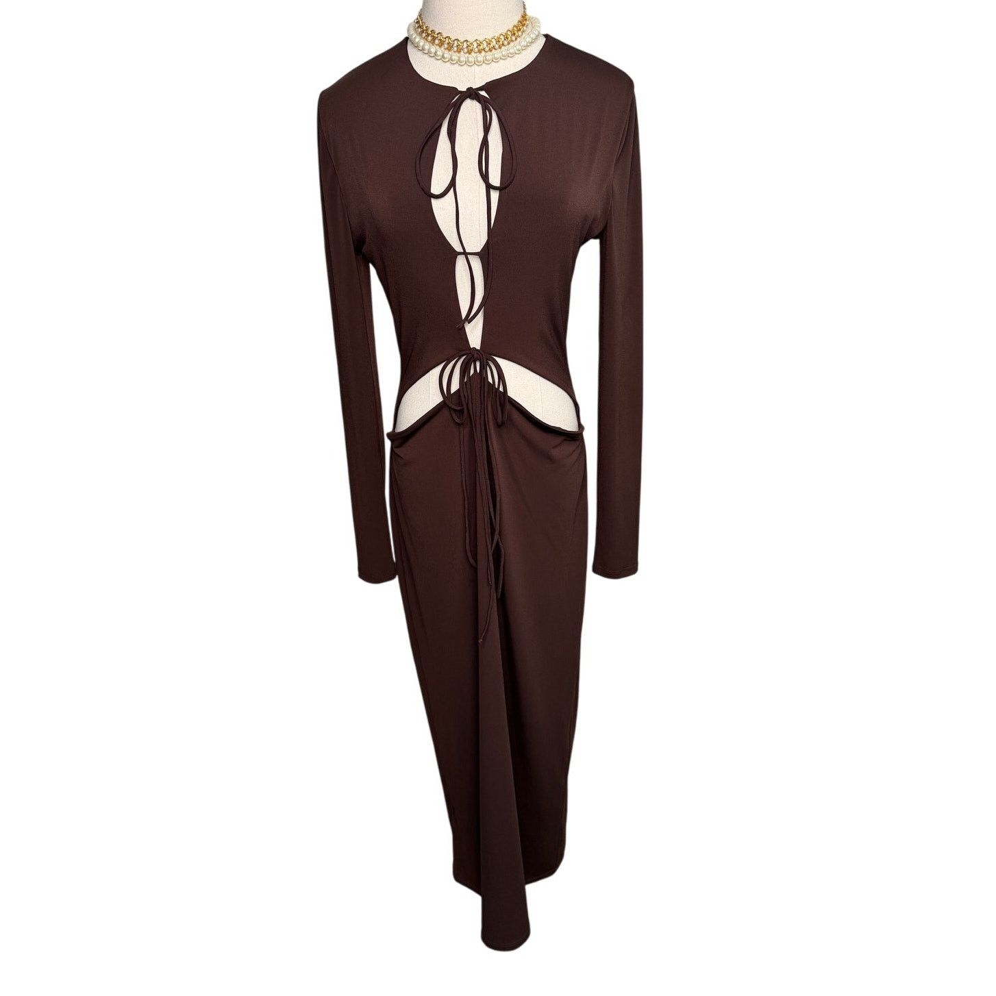 AYA MUSE Aya Muse Perugia Dress long sleeve brown size large L Size L / US 10 / IT 46 - 8 Thumbnail